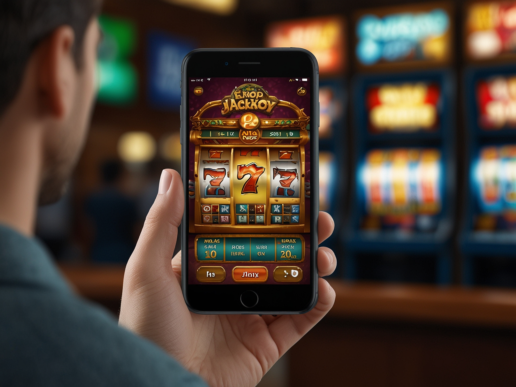 User with mobile app open